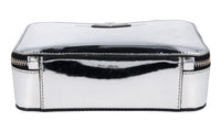 Prada Women's Silver Brushed Spazzolato Leather Brique Chrome Shoulder Bag 2VH070