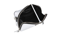 Prada Women's Silver Brushed Spazzolato Leather Brique Chrome Shoulder Bag 2VH070