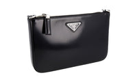 Prada Women's 2VH129 Black Brushed Spazzolato Leather Shoulder Bag