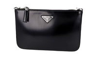 Prada Women's Black Brushed Spazzolato Leather Shoulder Bag 2VH129