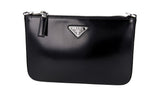 Prada Women's Black Brushed Spazzolato Leather Shoulder Bag 2VH129