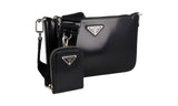Prada Women's Black Brushed Spazzolato Leather Shoulder Bag 2VH129