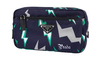 Prada Men's Blue Frankenstein Lightning Bolt Limited Messenger Bag 2VL977