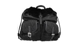 Prada Women's Black Quilted Nylon Fur Fell Bag Tasche Backpack 2VZ015