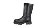 Prada Men's Black Leather Monolith Shearling Boots 2WG015