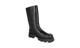 Prada Men's Black Leather Monolith Shearling Boots 2WG015