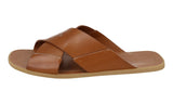 Prada Men's Brown Leather Crisscross Sandals Slides 2X2302