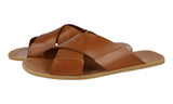 Prada Men's Brown Leather Crisscross Sandals Slides 2X2302