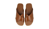 Prada Men's Brown Leather Crisscross Sandals Slides 2X2302