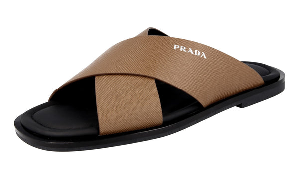Prada Men's 2X3029 3E0N F0401 Saffiano Leather Leather Sandals