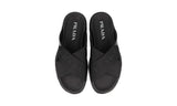 Prada Men's Black Leather + Nylon Crisscross Slides Sandals 2X3032