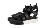 Prada Men's Black Leather Cassetta Wheel Sandals 2X3039