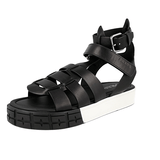 Prada Men's Black Leather Cassetta Wheel Sandals 2X3039