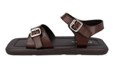 Prada Men's Brown Leather Runway Laufsteg Square Eckig Sandals 2X3071