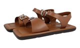 Prada Men's Brown Leather Runway Laufsteg Square Eckig Sandals 2X3071