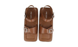 Prada Men's Brown Leather Runway Laufsteg Square Eckig Sandals 2X3071