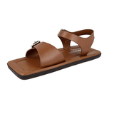 Prada Men's Brown Leather Runway Laufsteg Square Eckig Sandals 2X3071