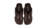 Prada Men's Brown Leather Espadrilles Sole Slides Sandals 2X3141