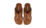 Prada Men's Brown Leather Espadrilles Sole Slides Sandals 2X3141