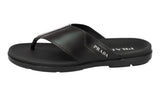 Prada Men's Black Brushed Spazzolato Leather Thong Sandals 2Y3057