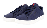 Prada Women's Blue Canvas Red Stripe Sneaker 3E6185