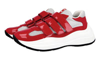 Prada Women's Red Leather Americas Cup Chunky Sneaker 3E6441