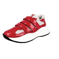 Prada Women's Red Leather Americas Cup Chunky Sneaker 3E6441