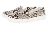 Prada Women's Beige Leather Python Downtown Slip-on Sneaker 3S5802