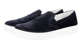 Prada Women's Blue Leather Downtown Slip-on Sneaker 3S5802