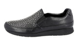 Prada Women's Black Heavy-Duty Rubber Sole Leather Slip-on Sneaker 3S6104