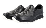 Prada Women's Black Heavy-Duty Rubber Sole Leather Slip-on Sneaker 3S6104