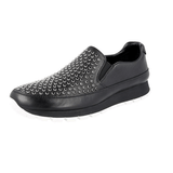 Prada Women's Black Leather Prax Crystal Slip-on Sneaker 3S6104