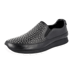 Prada Women's Black Heavy-Duty Rubber Sole Leather Slip-on Sneaker 3S6104