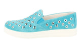 Prada Women's Turquoise Leather Downtown Slip-on Sneaker 3S6159