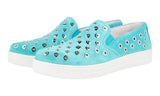 Prada Women's Turquoise Leather Downtown Slip-on Sneaker 3S6159