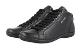 Prada Women's Black Saffiano Leather Mid-top Sneaker 3T5621