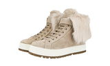 Prada Women's Beige welt-sewn Leather Shearling Fur Half-Boot 3T6087