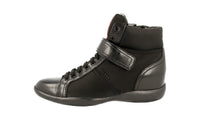 Prada Women's Black Leather High-Top Sneaker 3TZ043