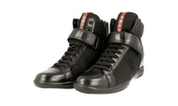 Prada Women's Black Leather High-Top Sneaker 3TZ043