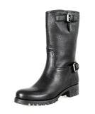 Prada Women's Black Heavy-Duty Rubber Sole Leather Half-Boot 3U5785