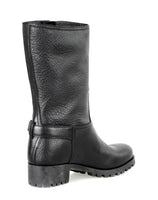 Prada Women's Black Heavy-Duty Rubber Sole Leather Half-Boot 3U5785