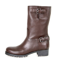 Prada Women's Brown Heavy-Duty Rubber Sole Leather Half-Boot 3U5785