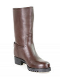 Prada Women's Brown Heavy-Duty Rubber Sole Leather Half-Boot 3U5785