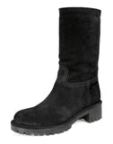 Prada Women's Black welt-sewn Leather Shearling Half-Boot 3U5901