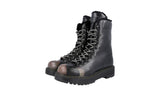 Prada Women's Black welt-sewn Leather Shearling Fur Half-Boot 3U5921