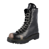 Prada Women's Black welt-sewn Leather Shearling Fur Half-Boot 3U5921