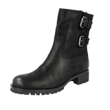 Prada Women's Black Heavy-Duty Rubber Sole Leather Half-Boot 3U6376