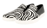 Prada Men's White Leather Zebra Sneaker 4D2733