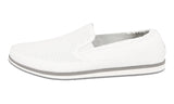 Prada Men's White Leather Pique Slip-on St. Tropez Sneaker 4D2813
