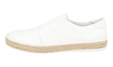 Prada Men's White Leather Espadrilles Sole Slip-on Sneaker 4D2947